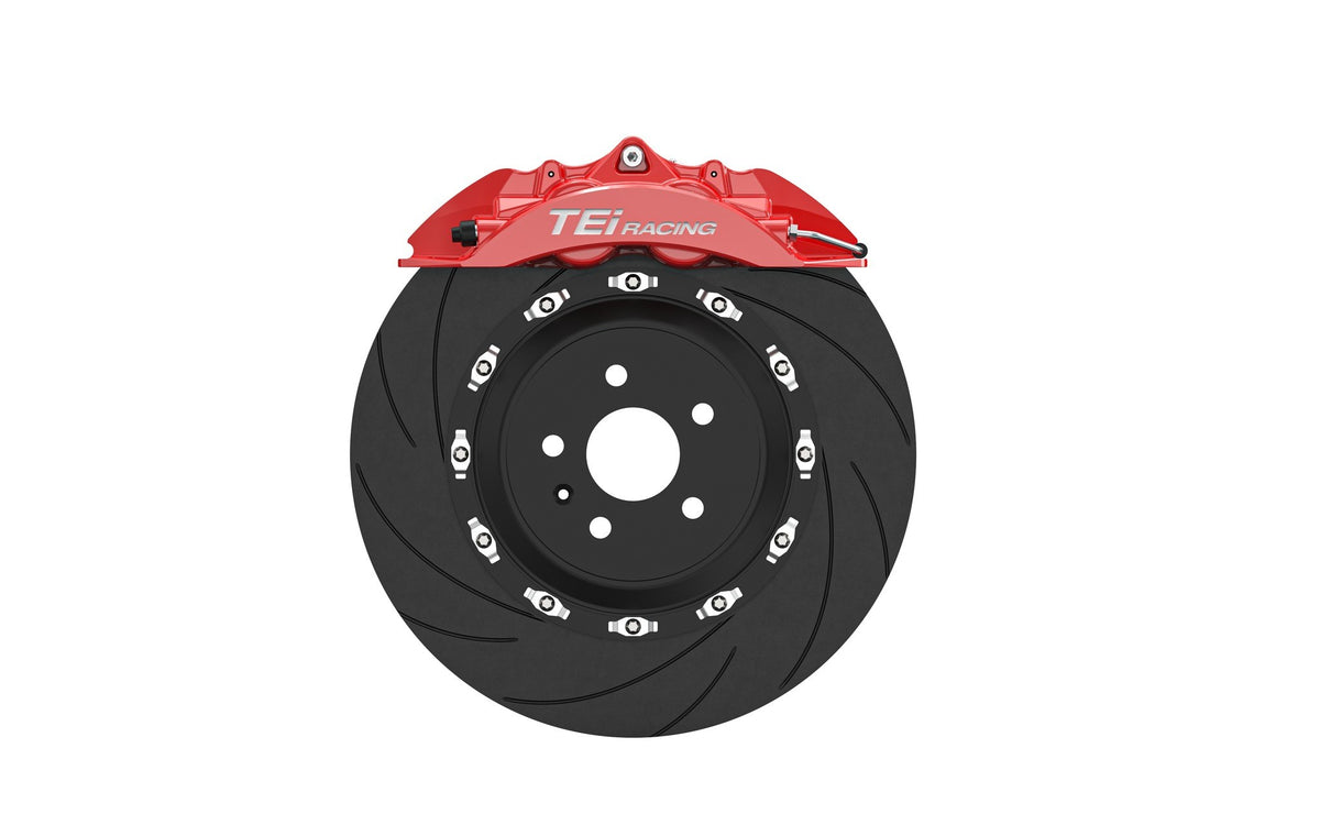 TEI P40NS+ four-piston caliper, red finish