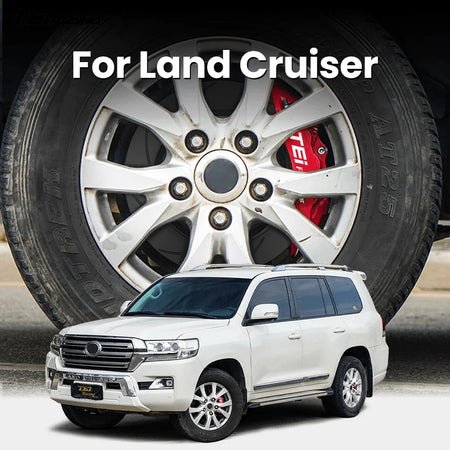 TEI Racing TA432-P four-piston rear brake kit installed on a Toyota Land Cruiser