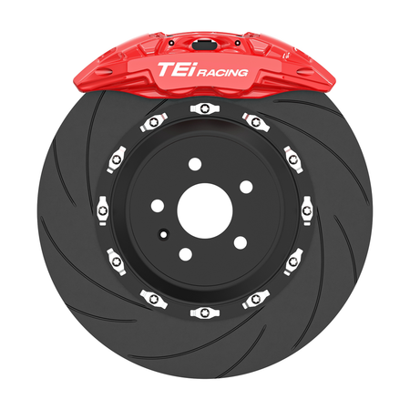 TEI Brakes — TR432 — Red four-piston rear brake kit