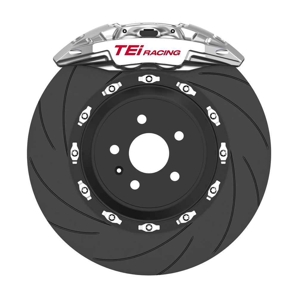 TEI Brakes — TR432 — Silver four-piston rear brake kit