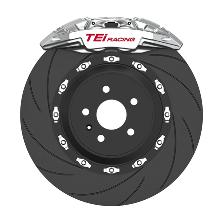 TEI Brakes — TR432 — Silver four-piston rear brake kit