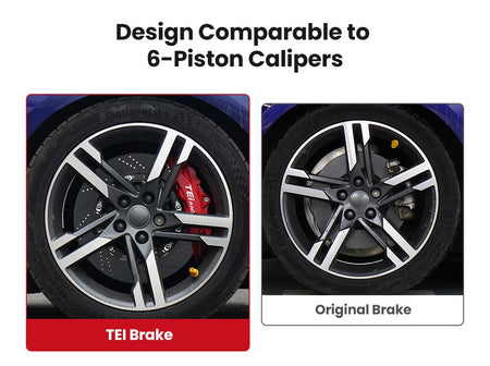P40NS+ four-piston kit vs original brake, wheel clearance comparison