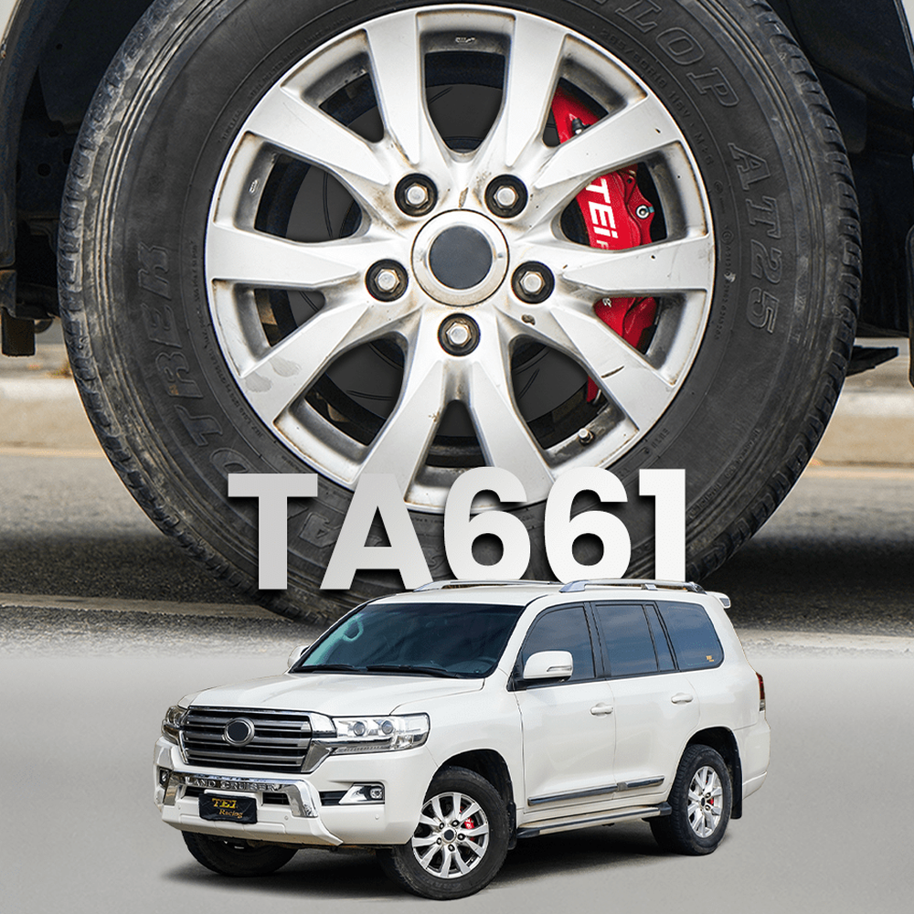 TEI Racing TA661 six-piston front brake kit installed on a Toyota Land Cruiser