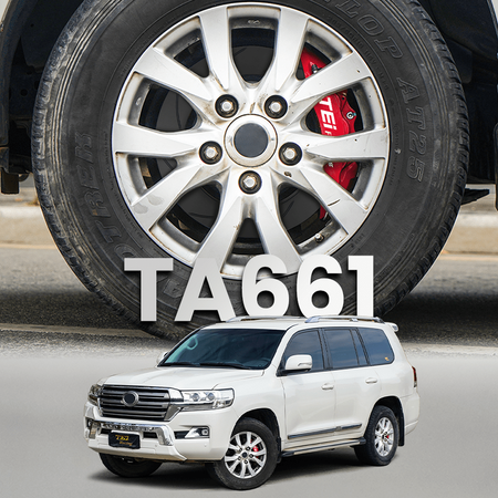 TEI Racing TA661 six-piston front brake kit installed on a Toyota Land Cruiser