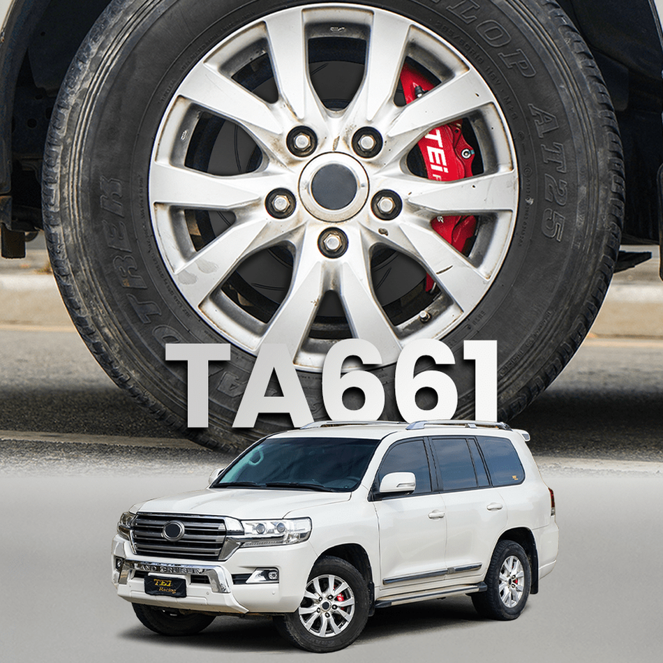 TEI Racing TA661 six-piston front brake kit installed on a Toyota Land Cruiser